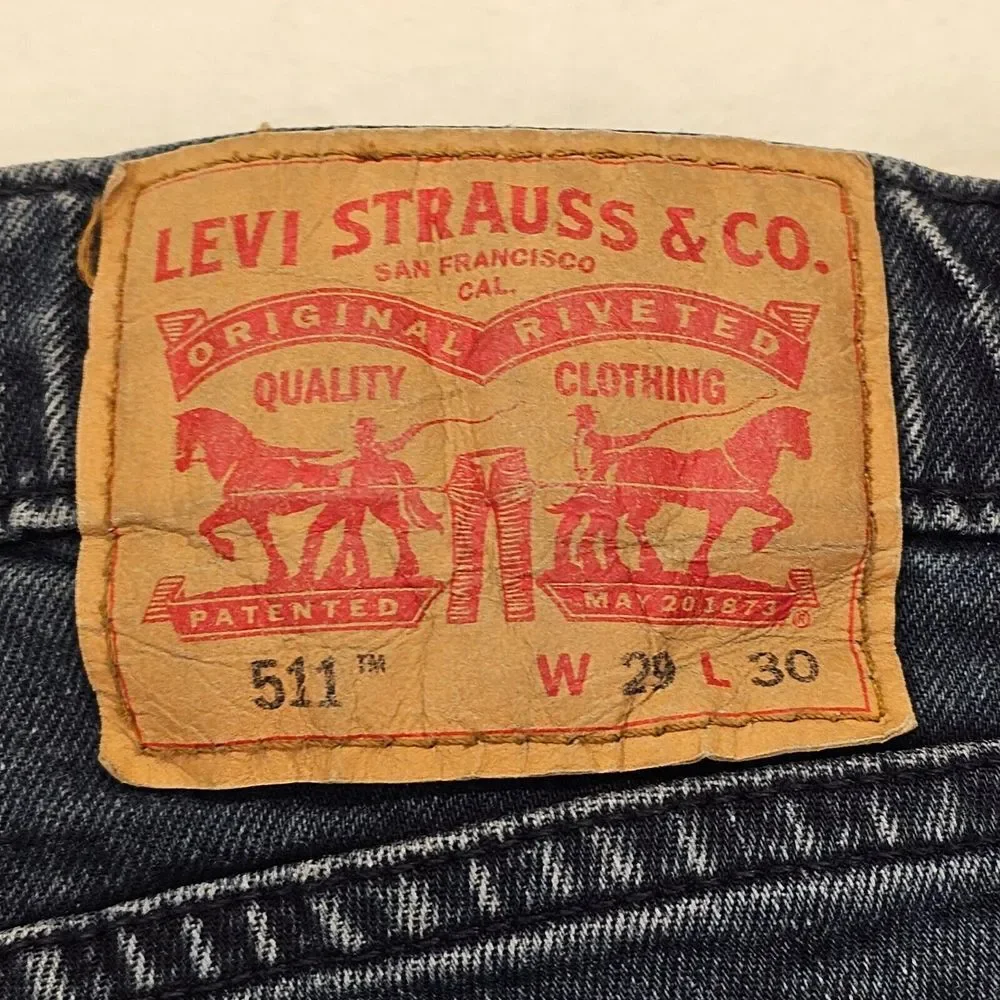 Levis 511 Jeans Men's 29 x 30 Blue Denim Straight Leg Slim Fit Dark Wash Stretch